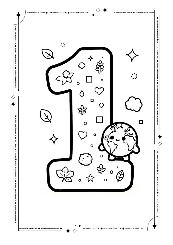Pixel Earth Number Coloring Pages 2