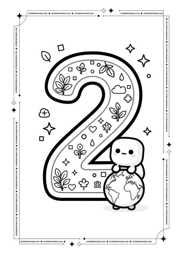 Pixel Earth Number Coloring Pages 3