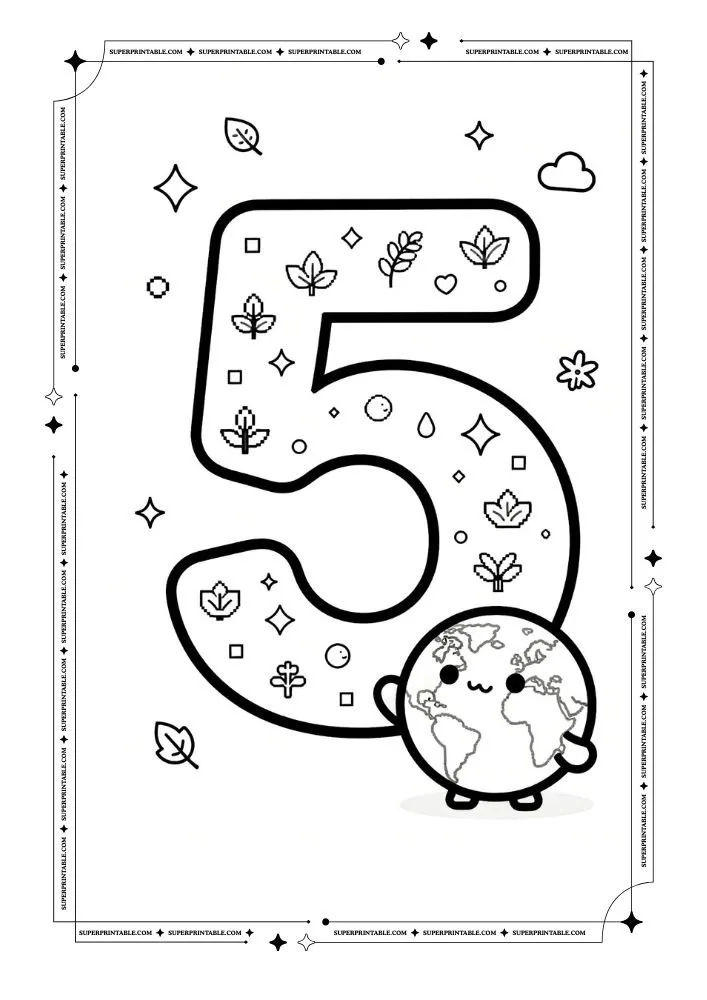Pixel Earth Number Coloring Pages 6