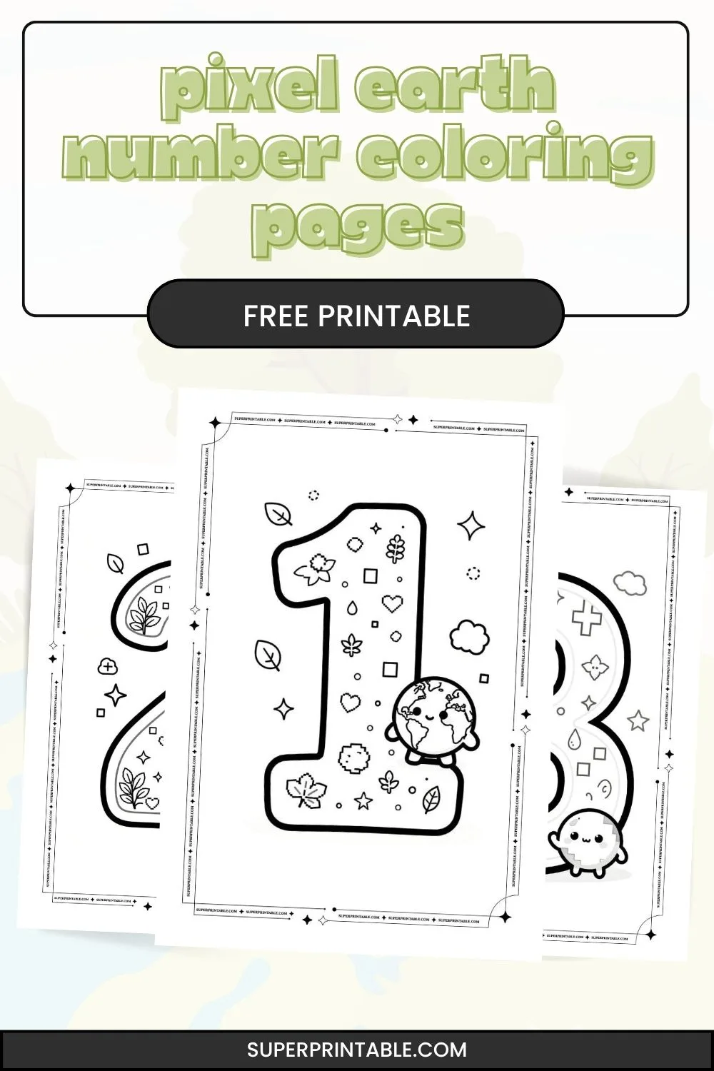 Pixel Earth Number Coloring Pages Pinterest Image
