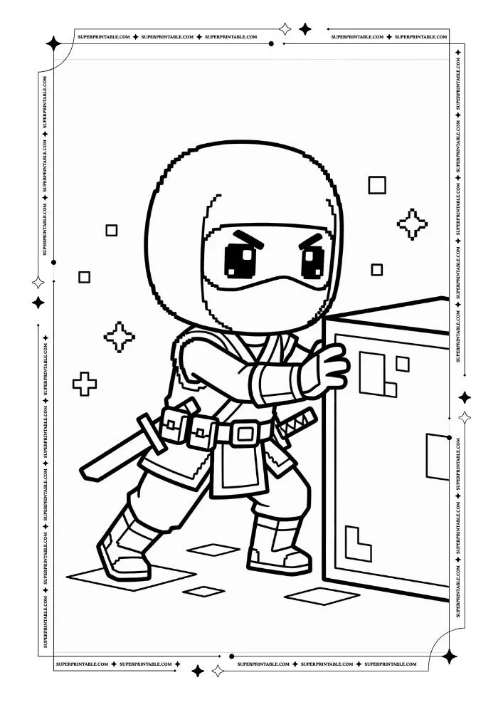 Pixel Ninja Coloring Pages 10