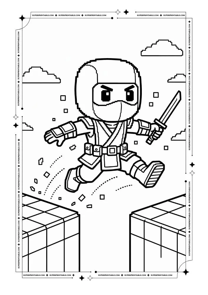 Pixel Ninja Coloring Pages 11