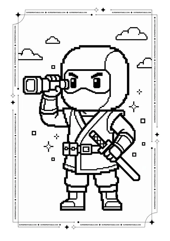 Pixel Ninja Coloring Pages 12