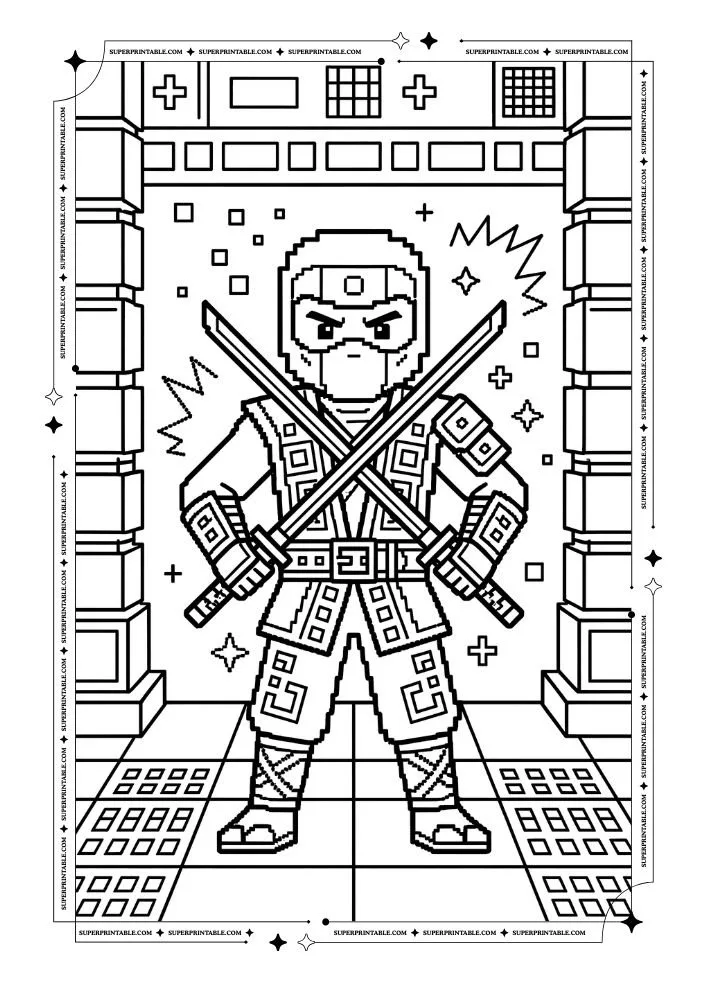 Pixel Ninja Coloring Pages 13
