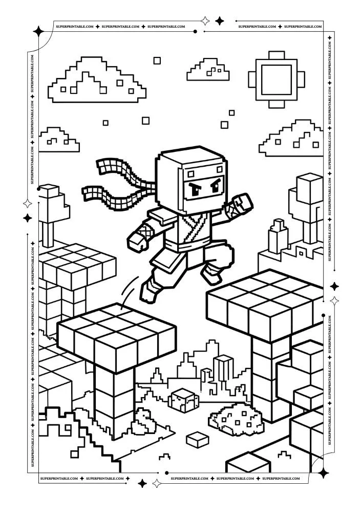 Pixel Ninja Coloring Pages 14