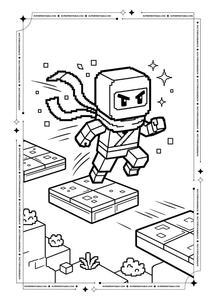 Pixel Ninja Coloring Pages 15