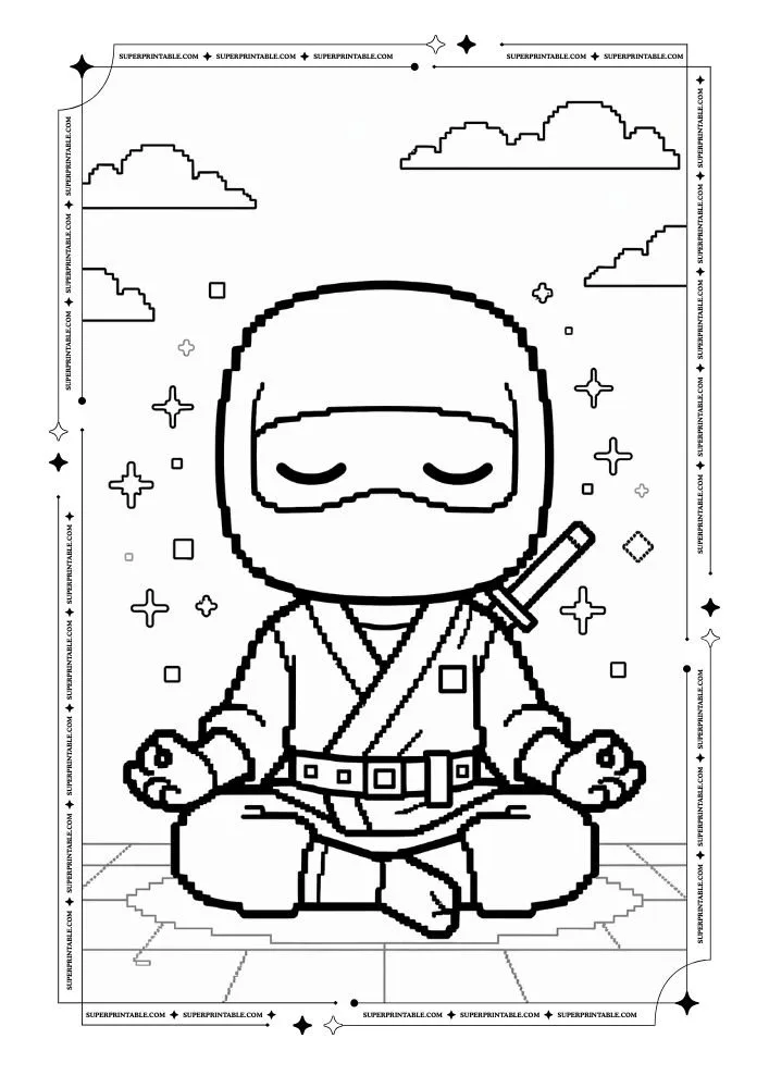 Pixel Ninja Coloring Pages 16