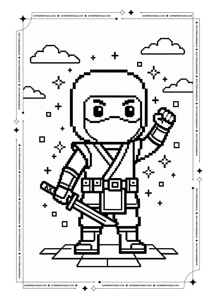 Pixel Ninja Coloring Pages 17