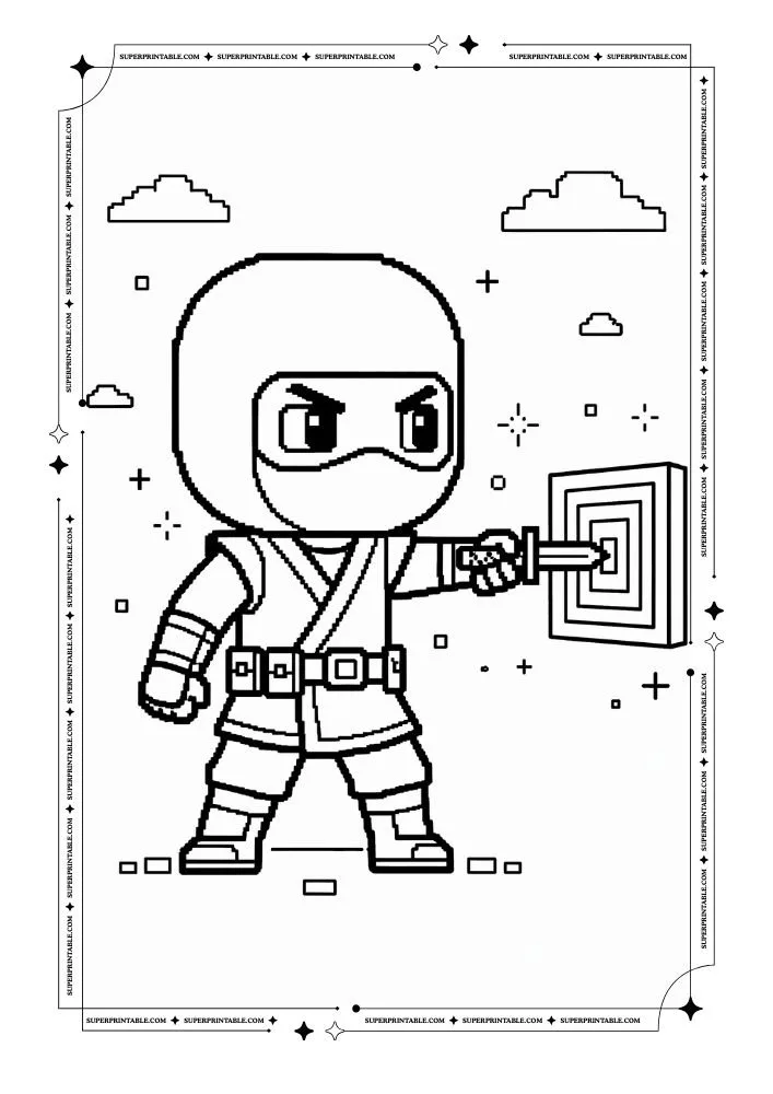 Pixel Ninja Coloring Pages 19