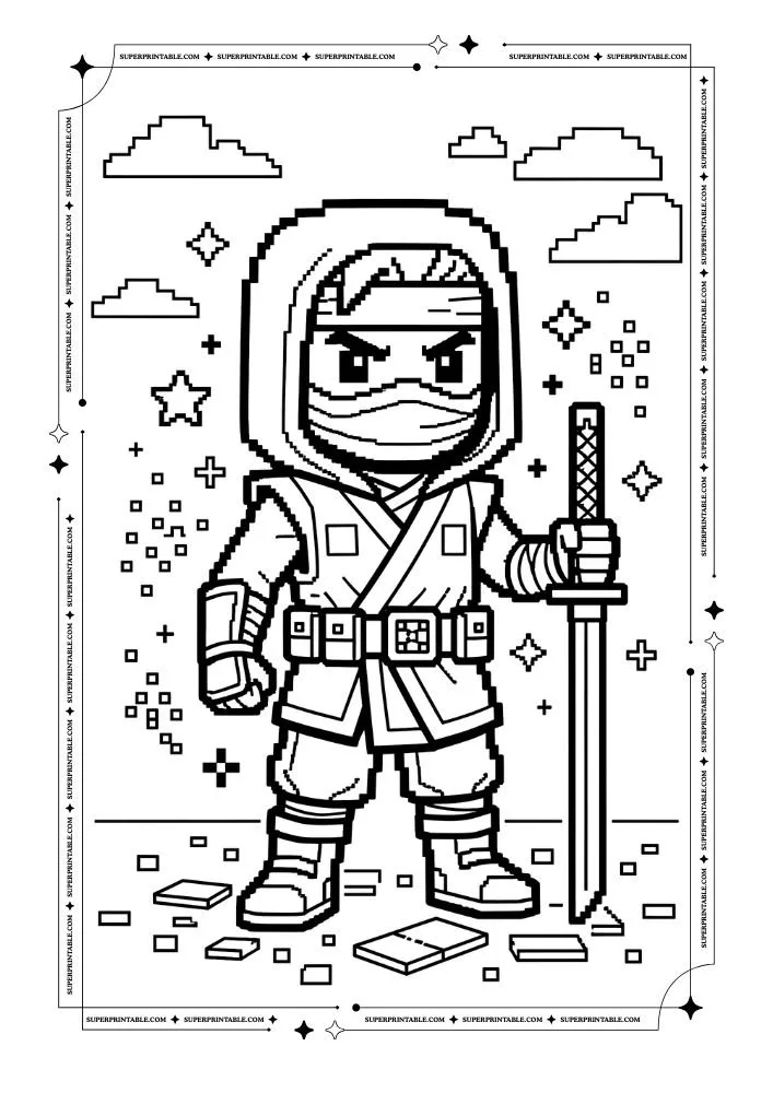 Pixel Ninja Coloring Pages 3