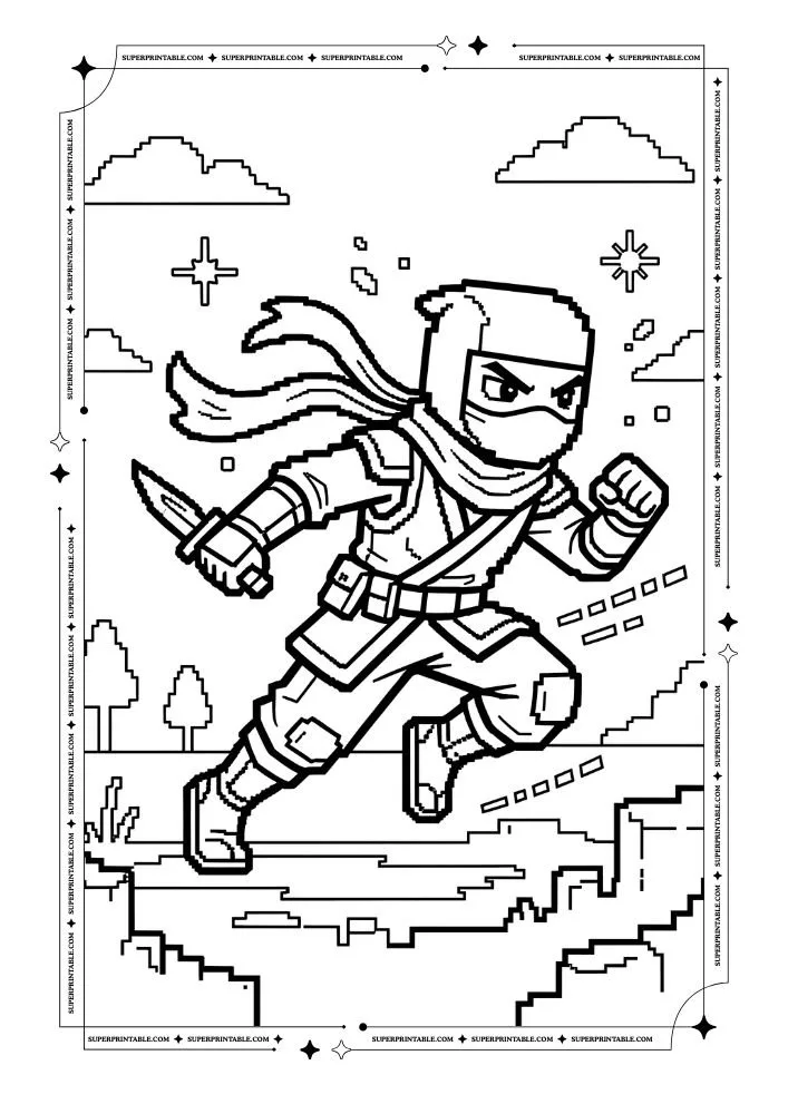 Pixel Ninja Coloring Pages 4