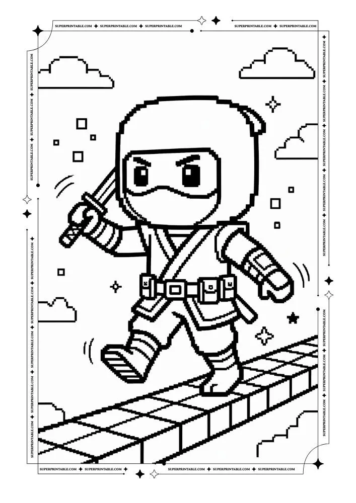 Pixel Ninja Coloring Pages 5