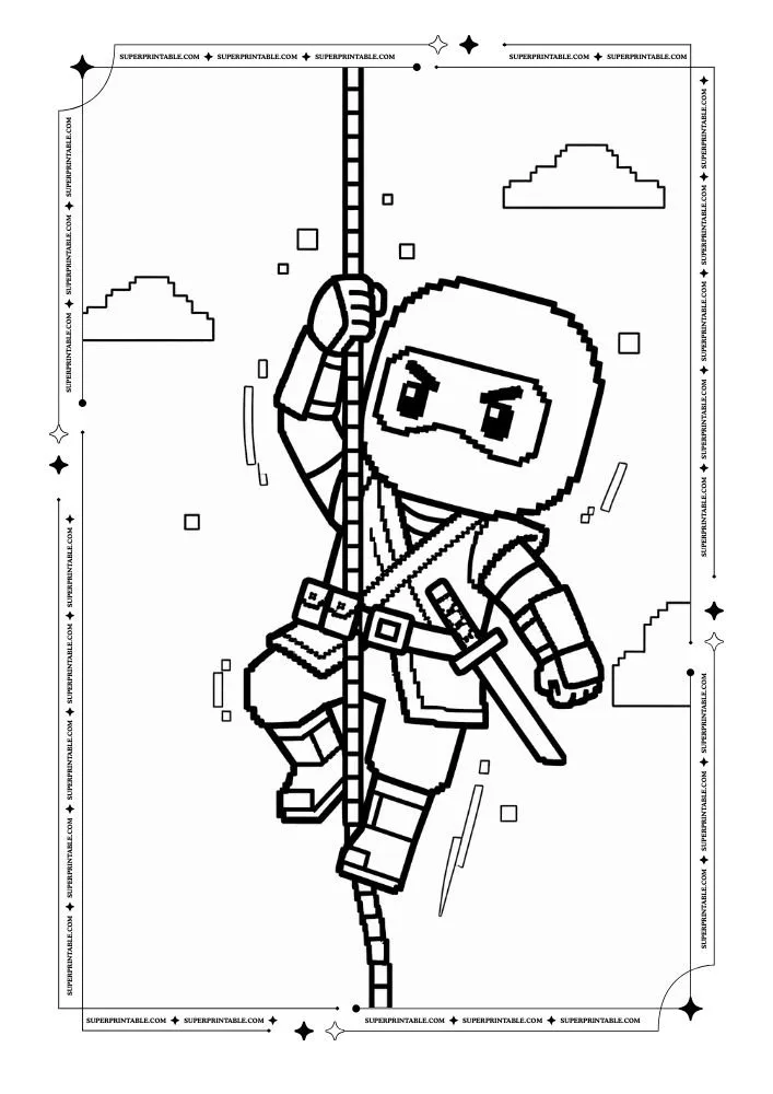 Pixel Ninja Coloring Pages 6