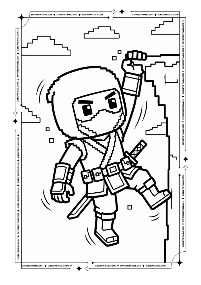 Pixel Ninja Coloring Pages 7