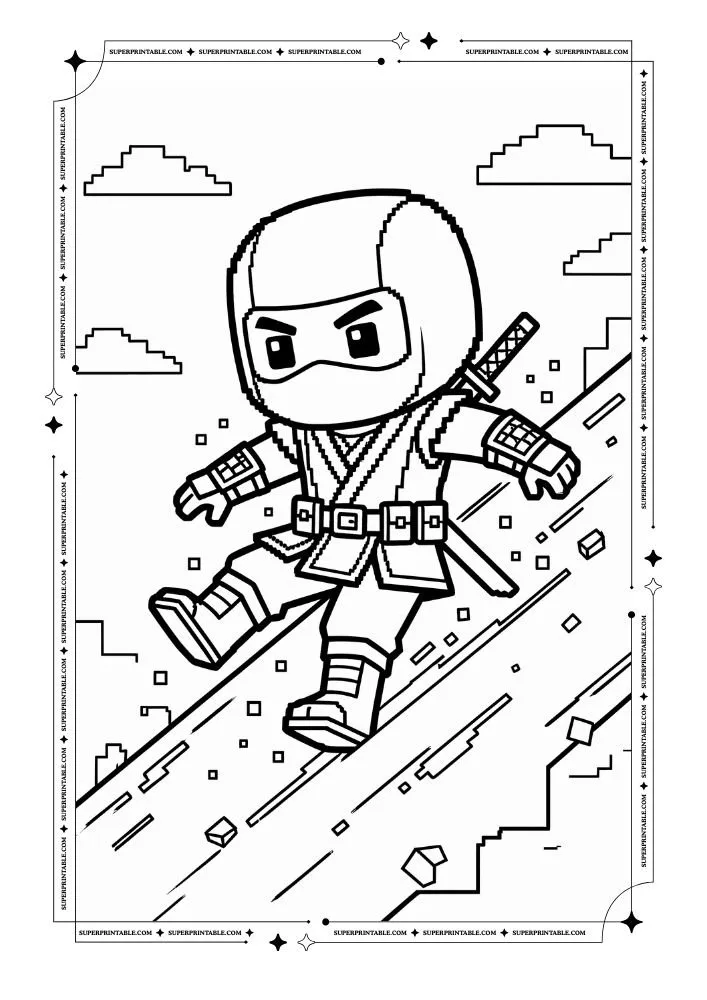 Pixel Ninja Coloring Pages 8