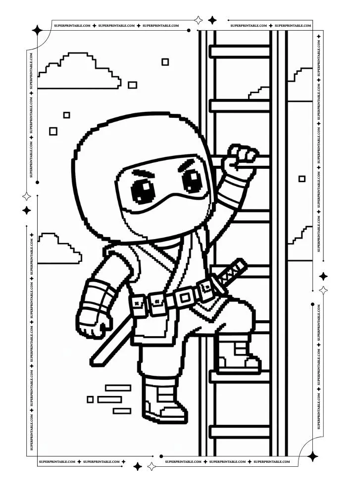 Pixel Ninja Coloring Pages 9