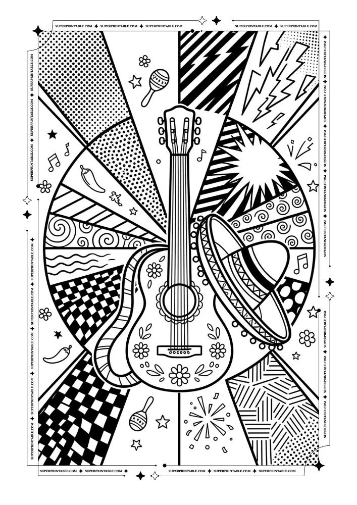 Pop Art Cinco De Mayo Coloring Pages 1
