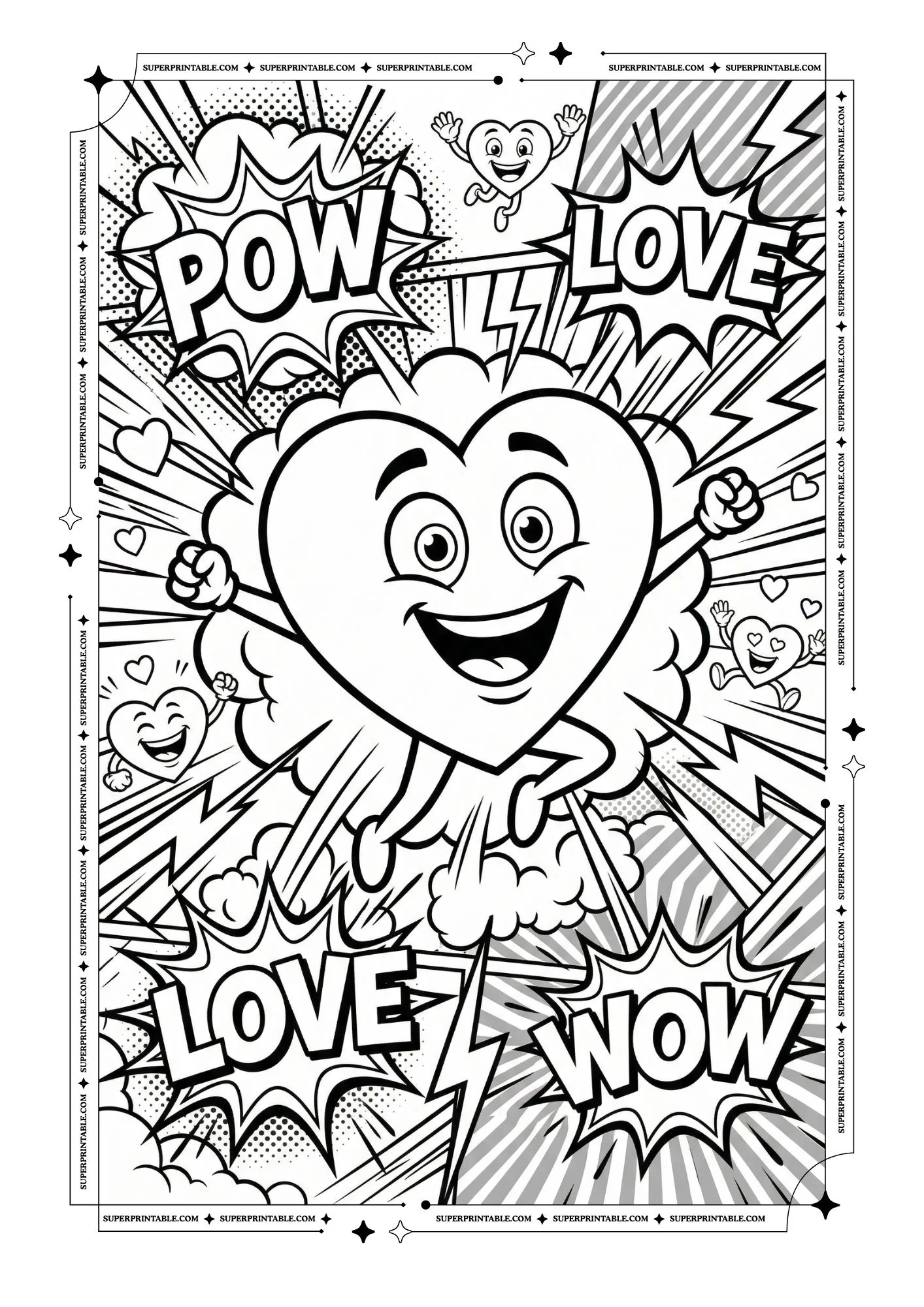 Pop Art Heart Coloring Pages 2