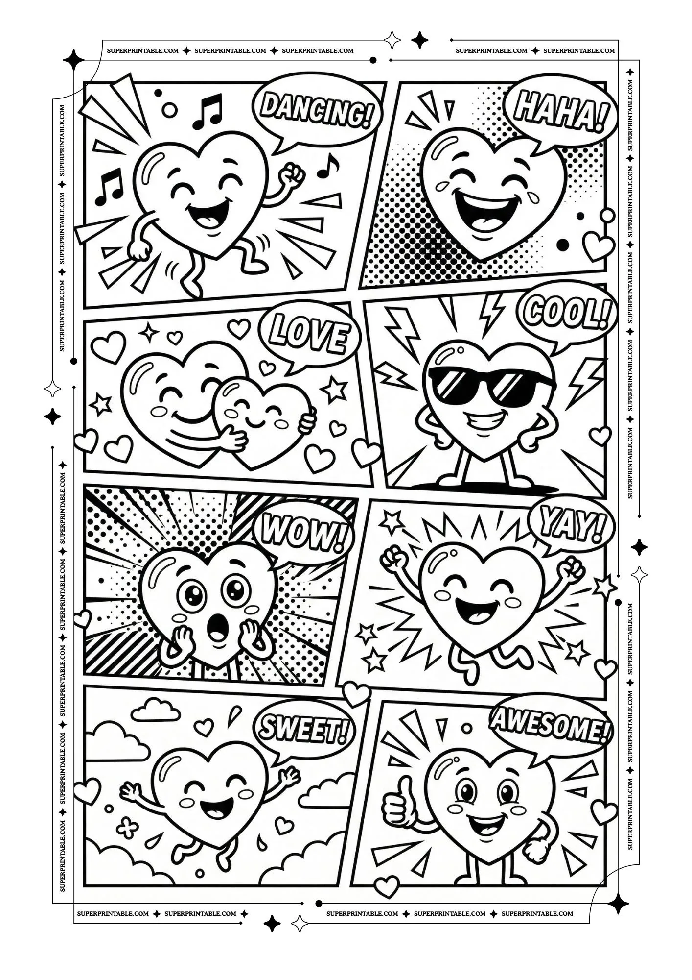 Pop Art Heart Coloring Pages 3