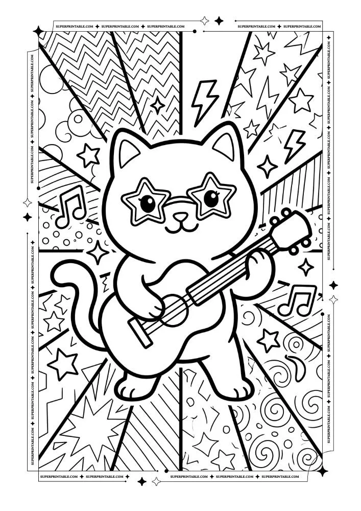 Pop Art Kitty Cats Coloring Pages 1