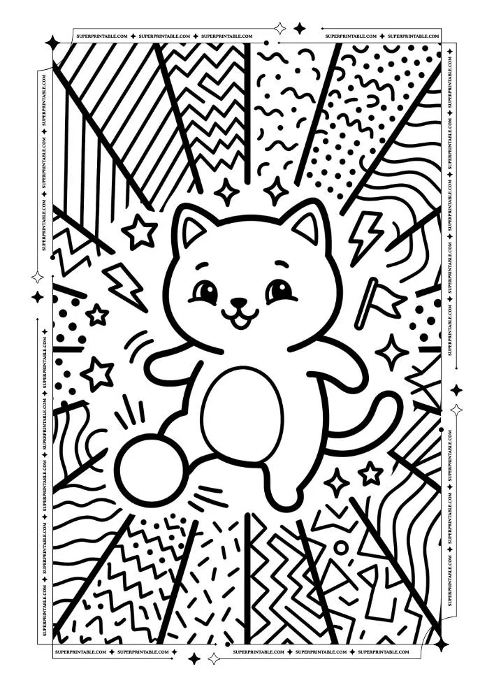 Pop Art Kitty Cats Coloring Pages 2
