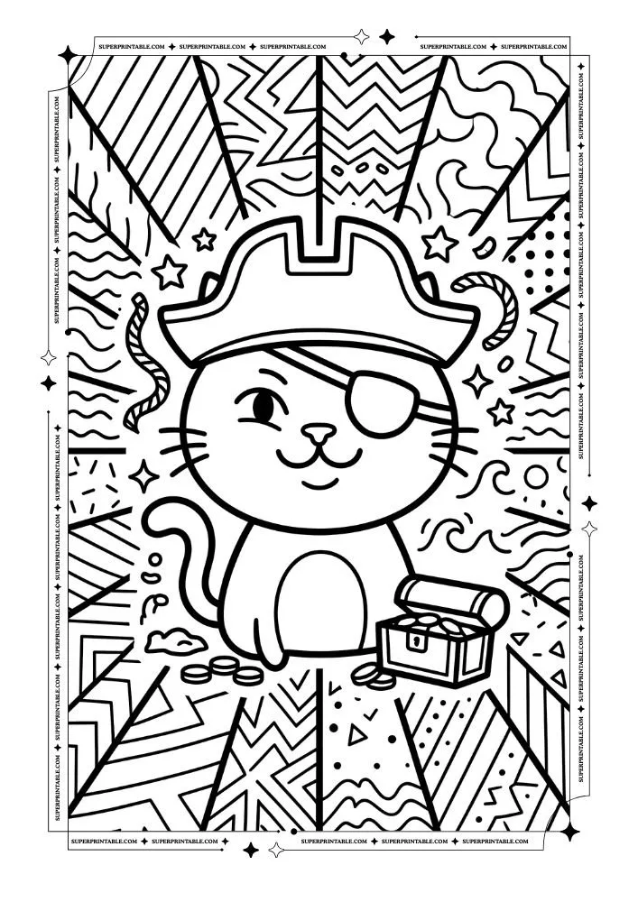 Pop Art Kitty Cats Coloring Pages 4