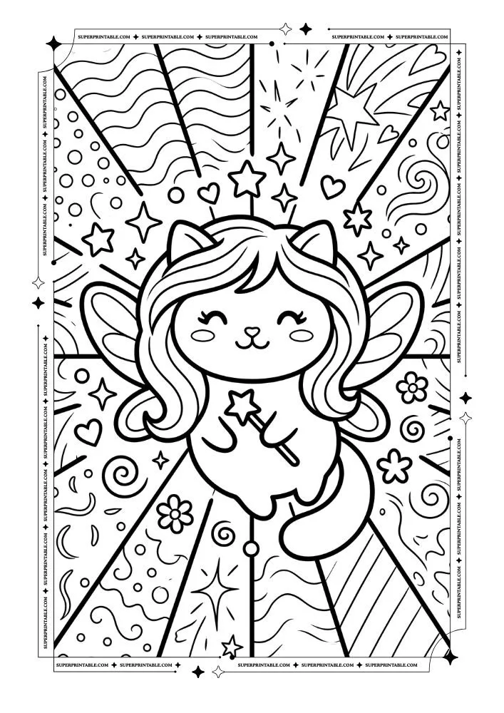 Pop Art Kitty Cats Coloring Pages 5