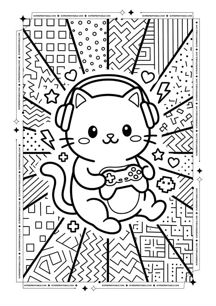 Pop Art Kitty Cats Coloring Pages 6