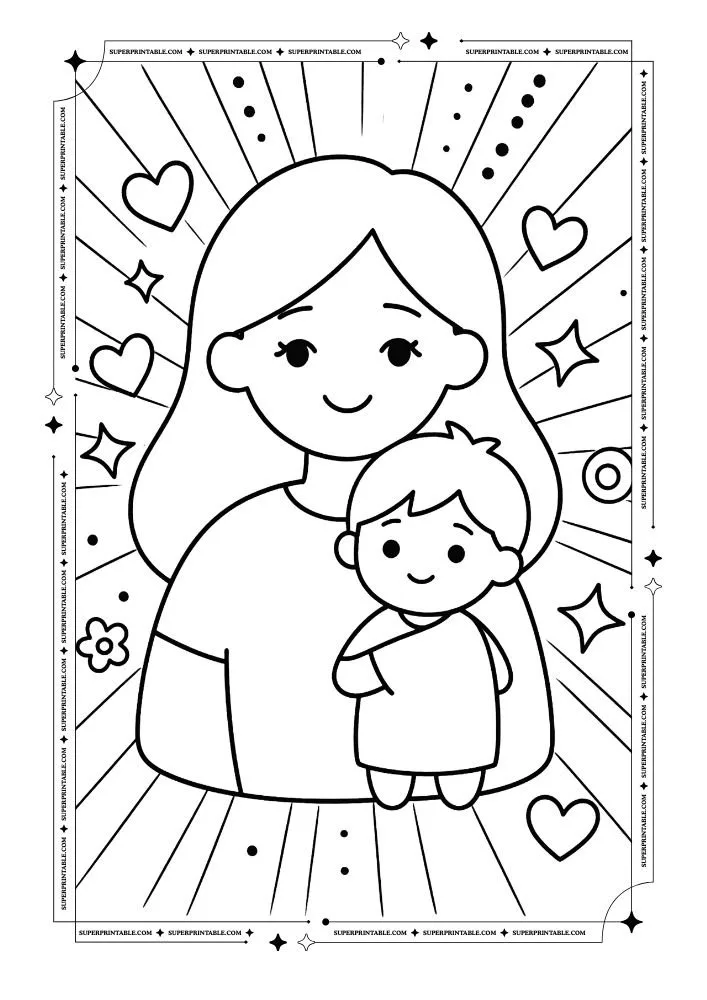 Pop Art Mother's Day Coloring Pages 2