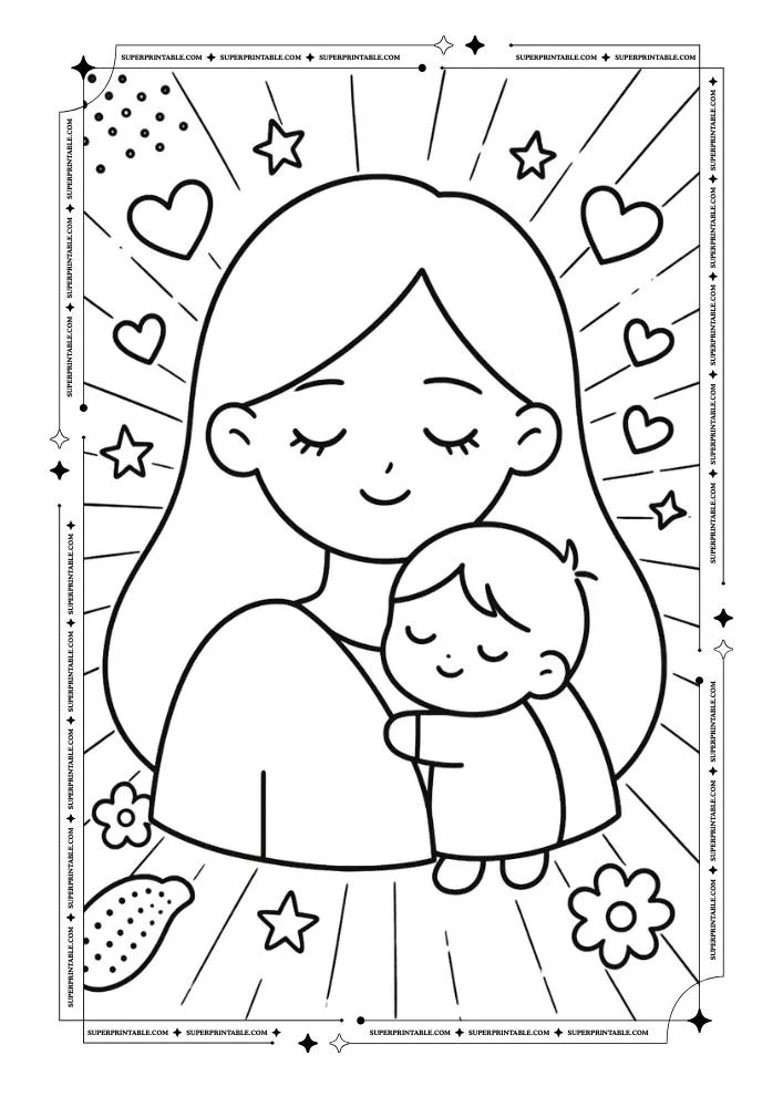 Pop Art Mother's Day Coloring Pages 7