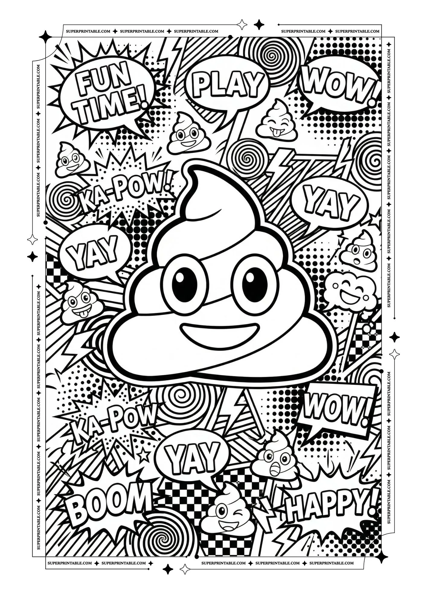 Pop Art Poop Emoji Coloring Pages 5