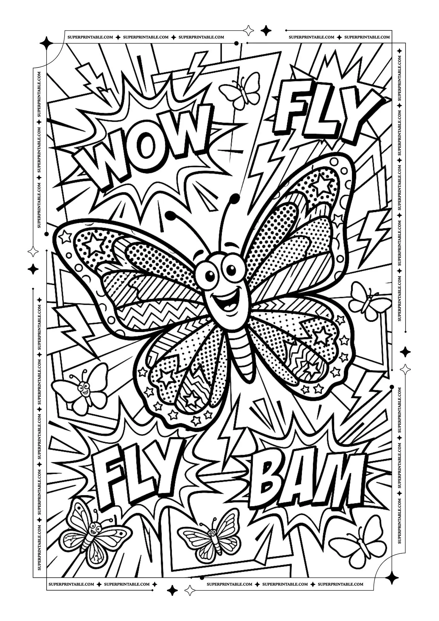 PopArt Butterfly Coloring Pages 1
