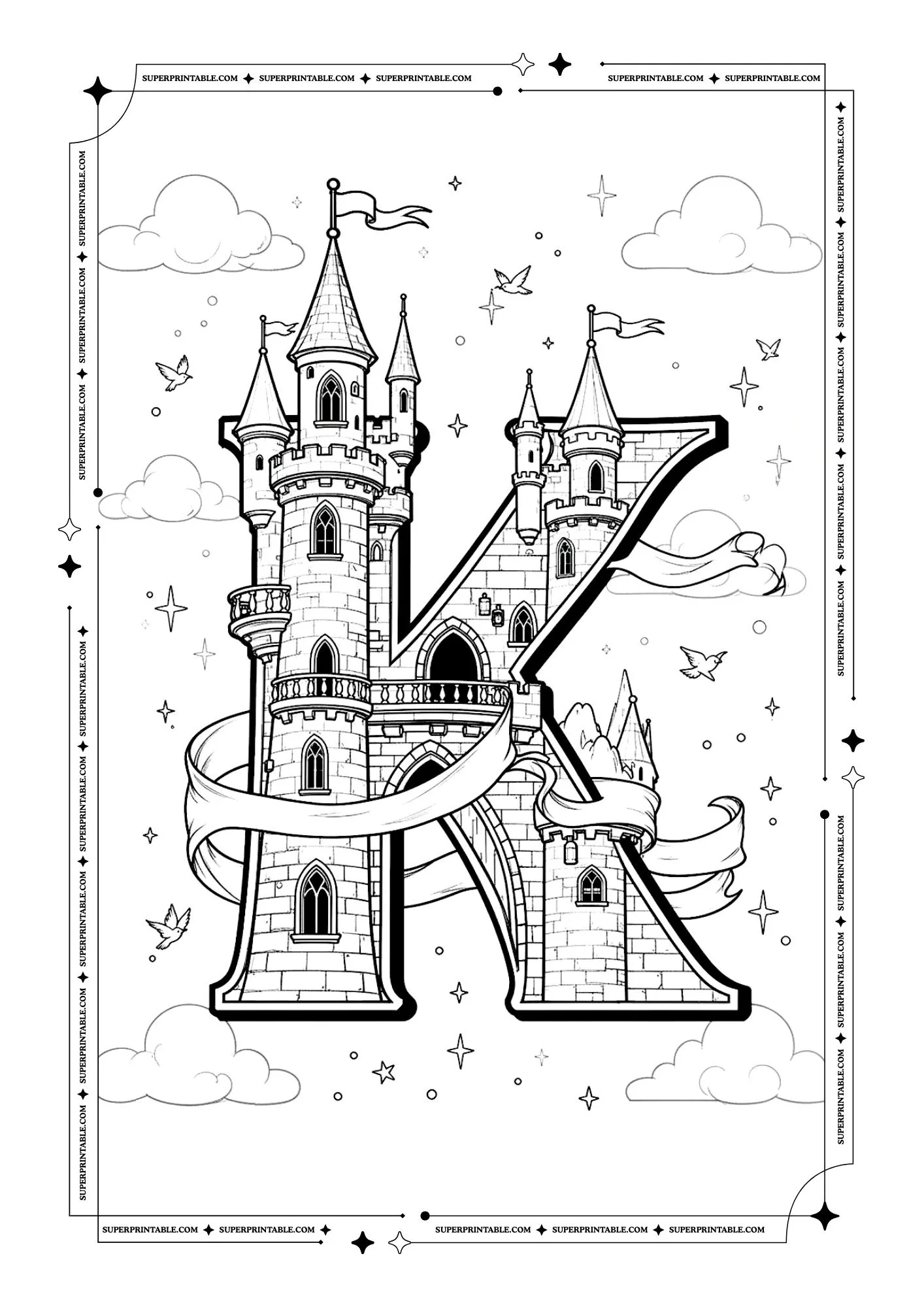 Royal Castle Alphabet Coloring Page 11