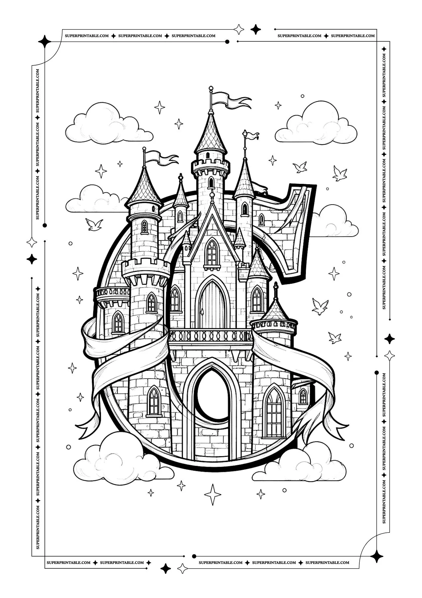 Royal Castle Alphabet Coloring Page 3