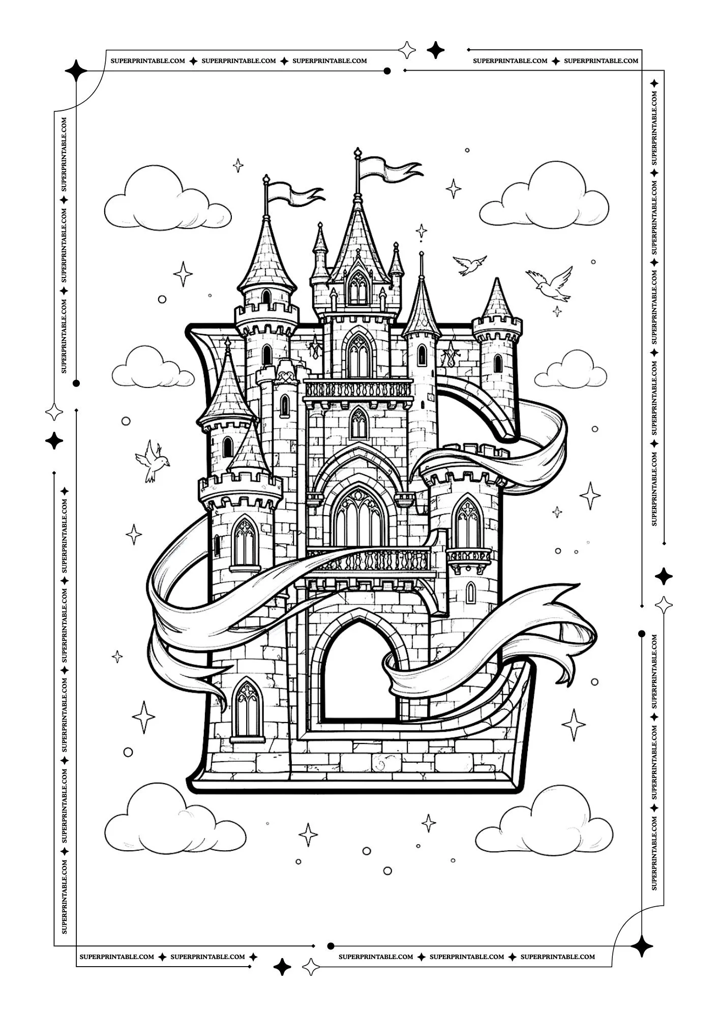 Royal Castle Alphabet Coloring Page 5