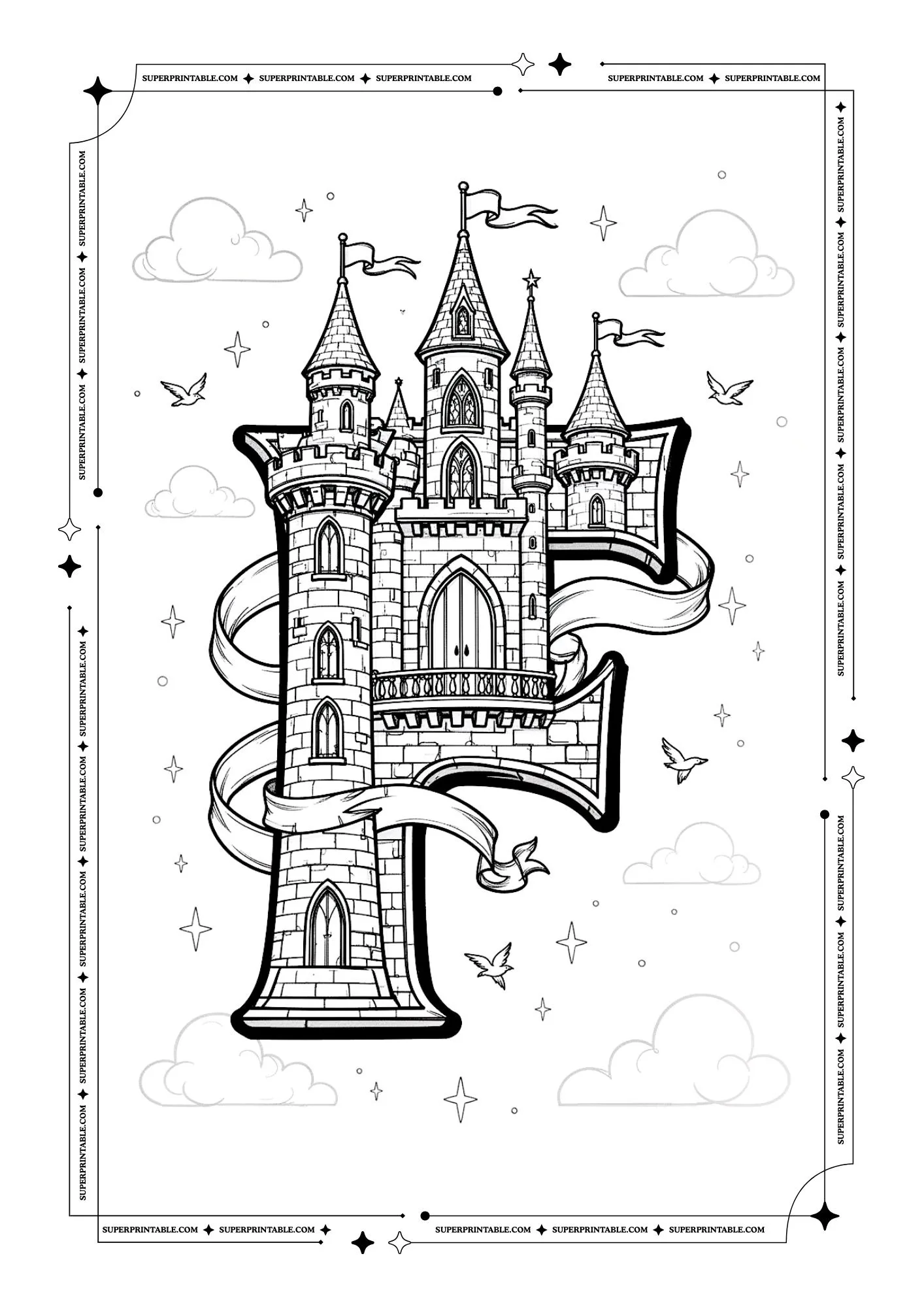 Royal Castle Alphabet Coloring Page 6