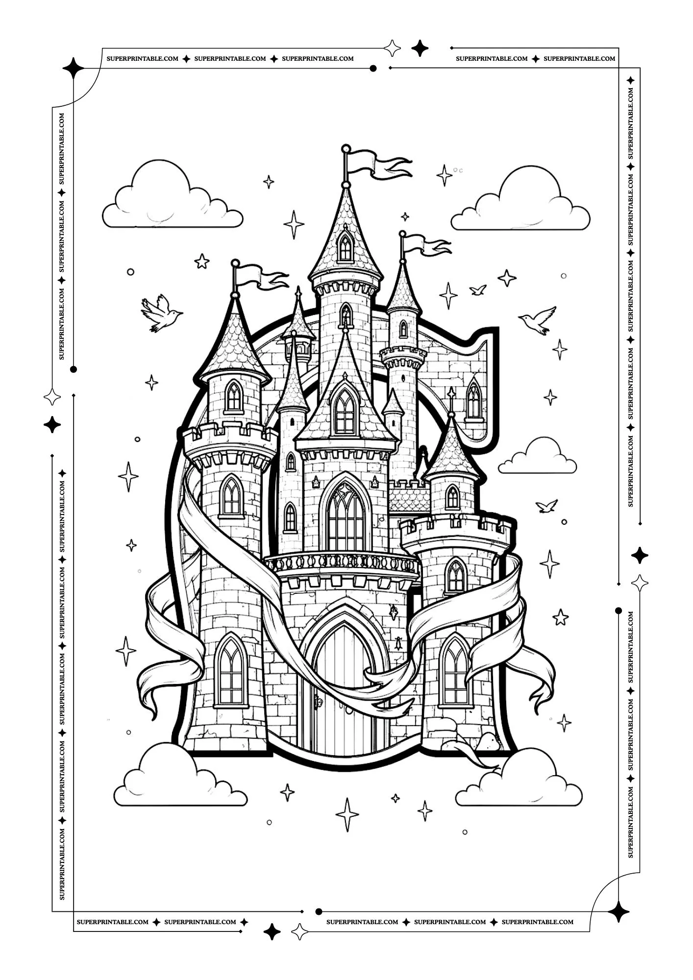 Royal Castle Alphabet Coloring Page 7