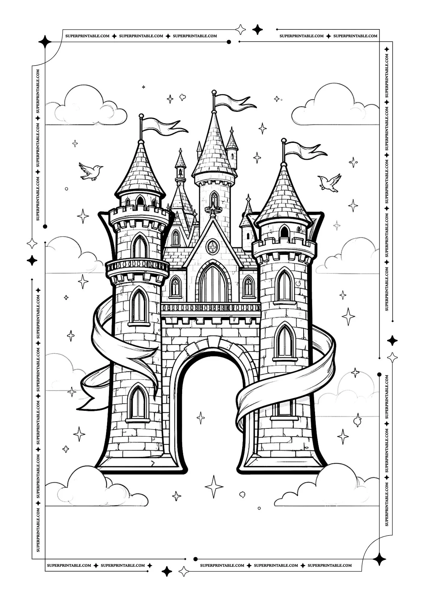 Royal Castle Alphabet Coloring Page 8