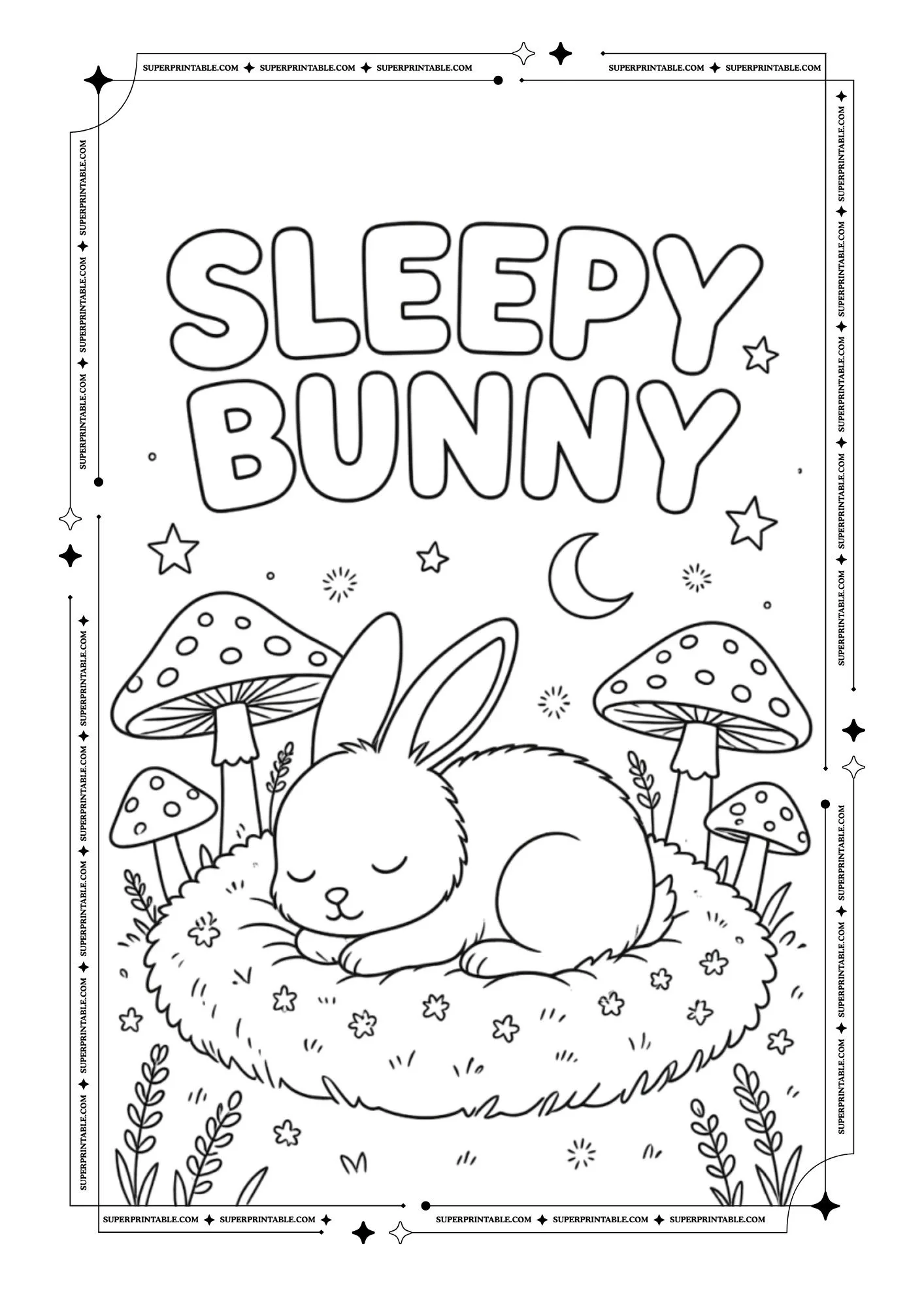 Sleeping Bunny Coloring Pages 2