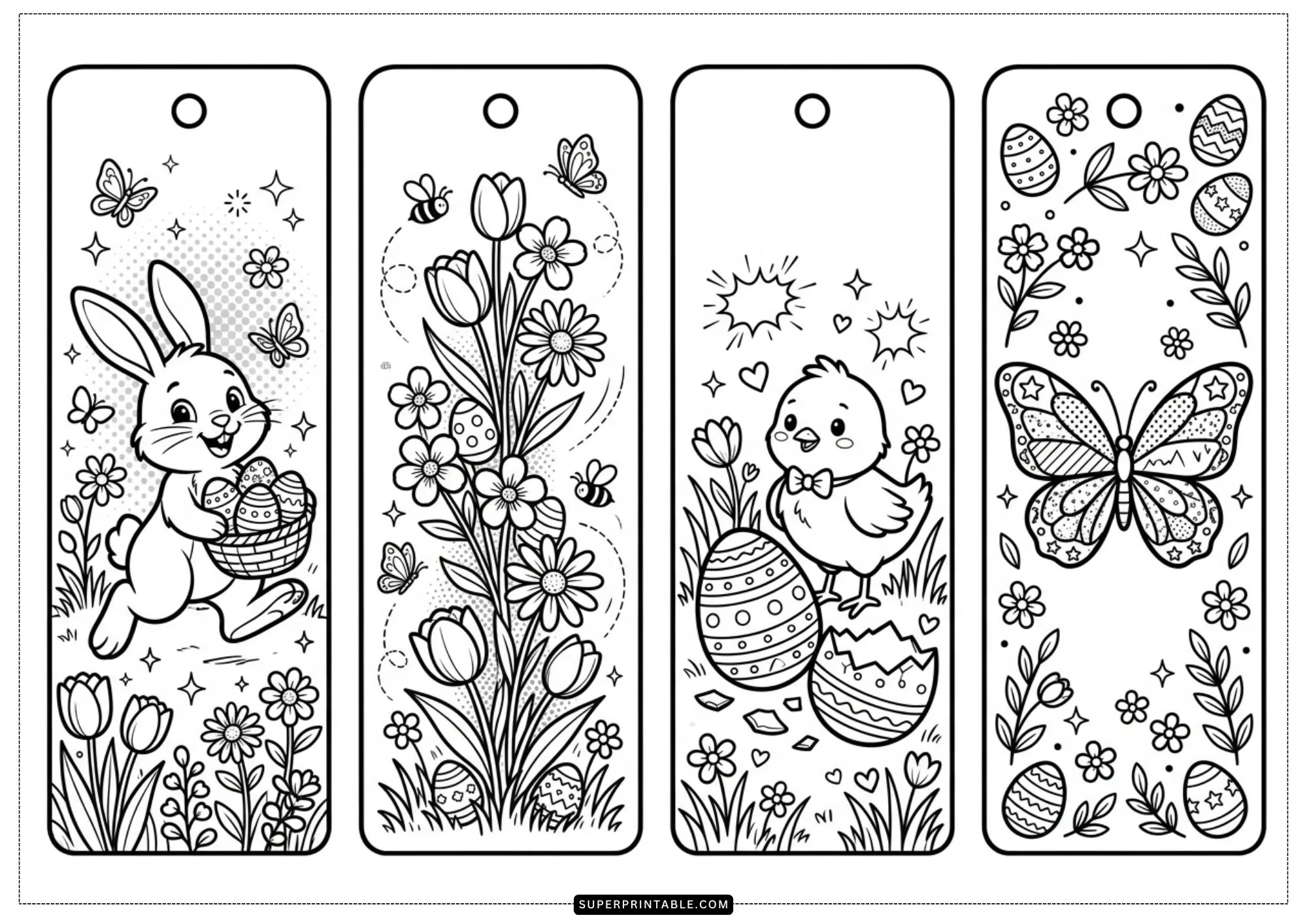 Spring Bookmarks Coloring Pages 1