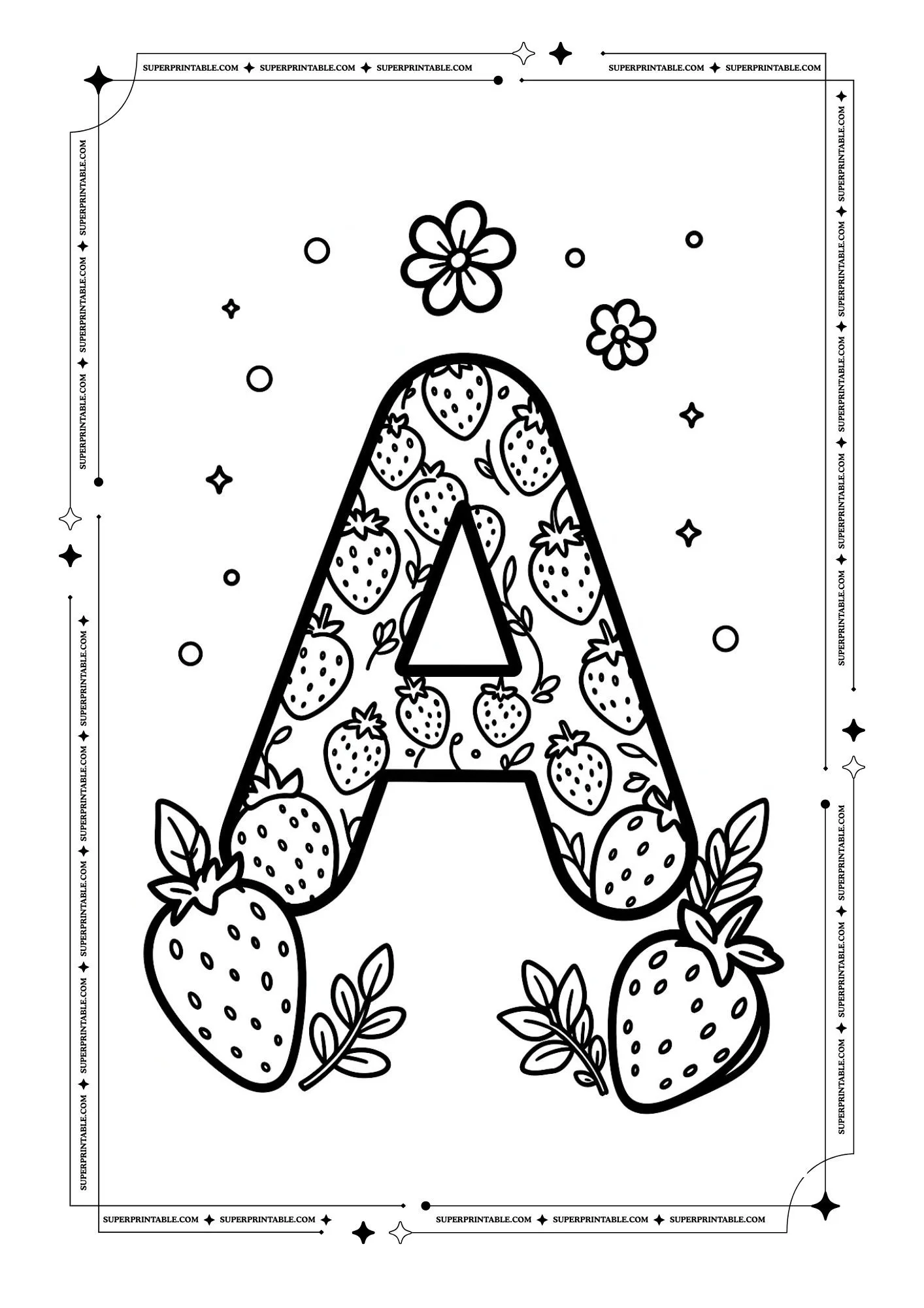 Strawberry Alphabet Coloring Pages 1
