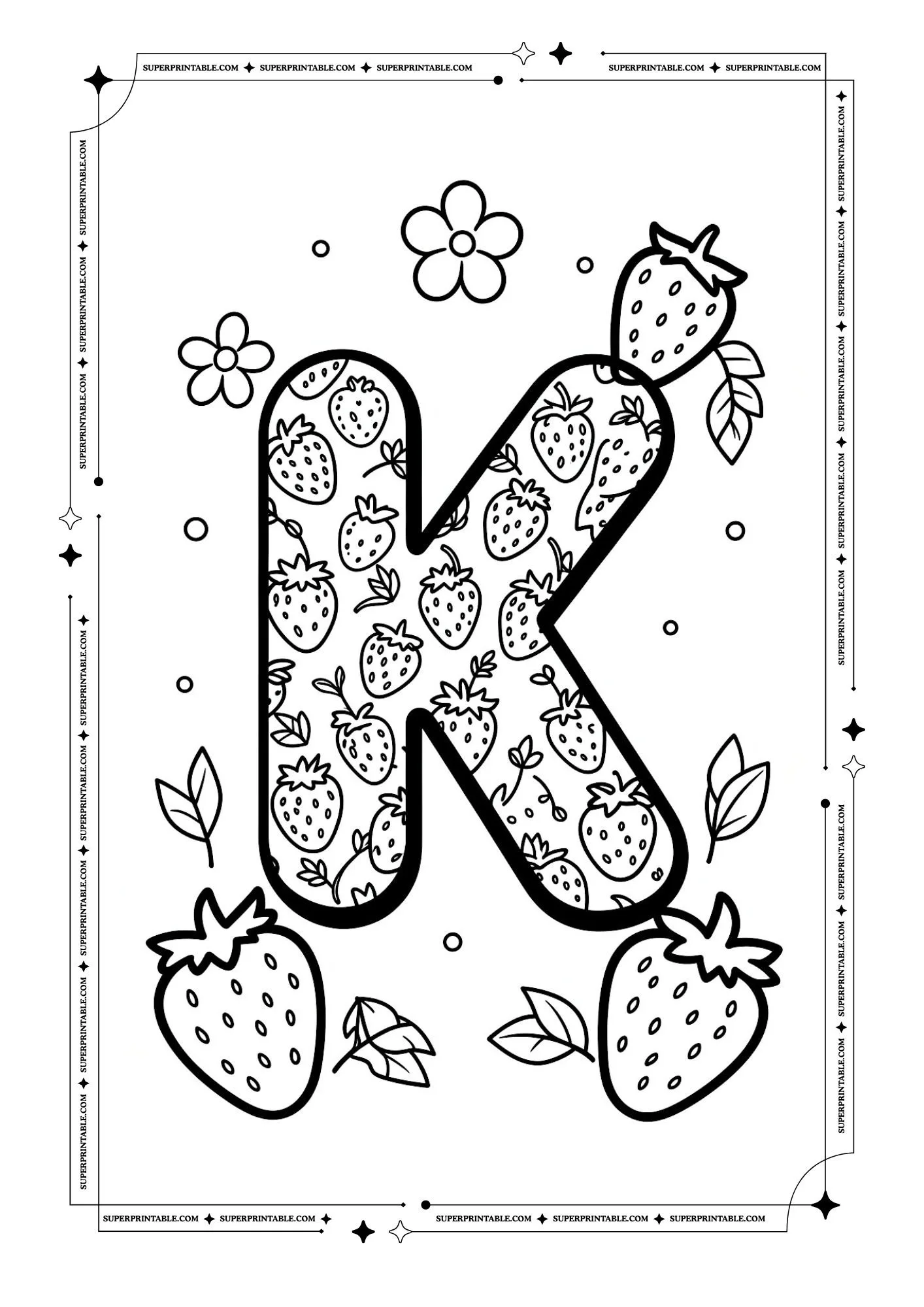 Strawberry Alphabet Coloring Pages 11