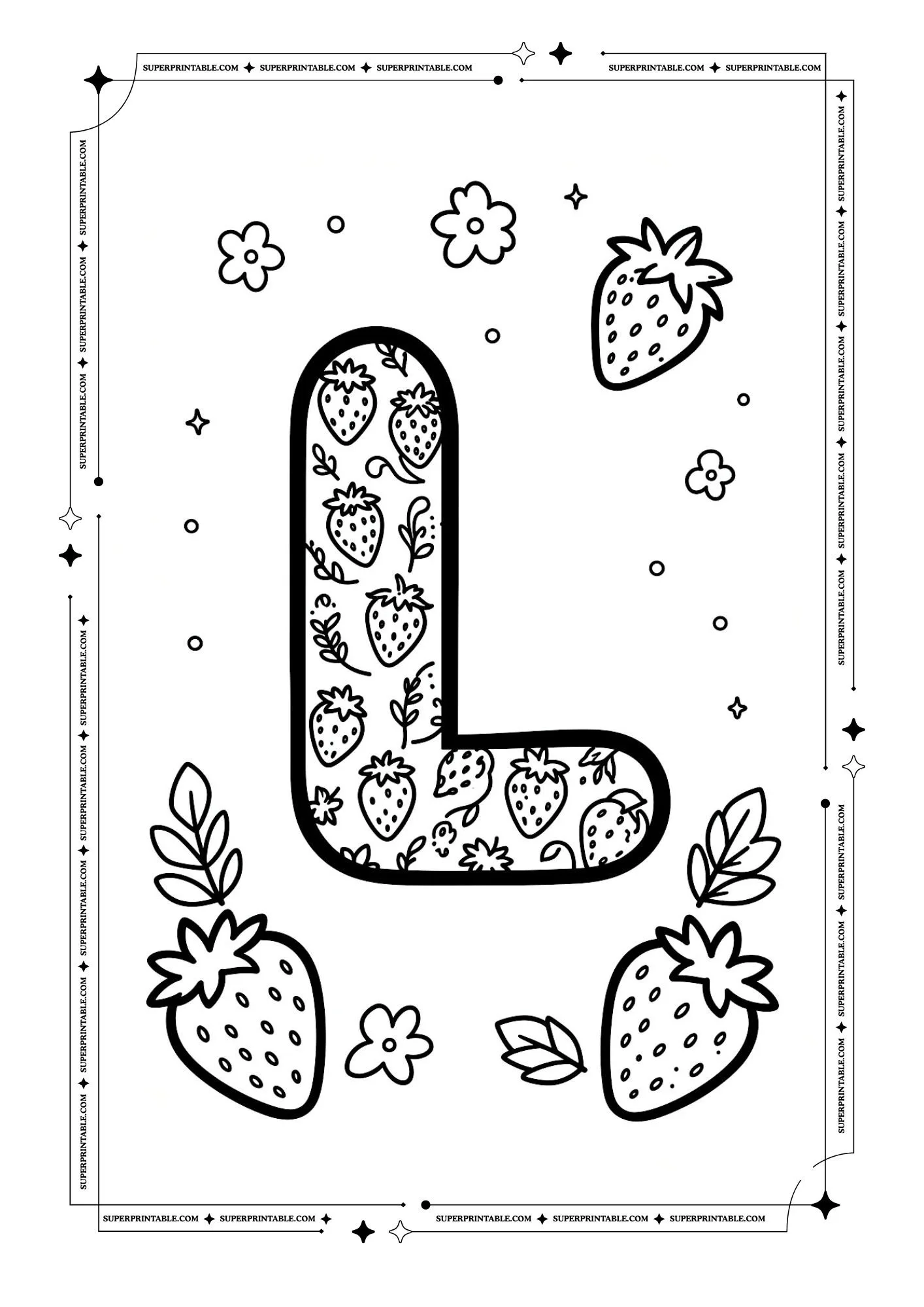 Strawberry Alphabet Coloring Pages 12