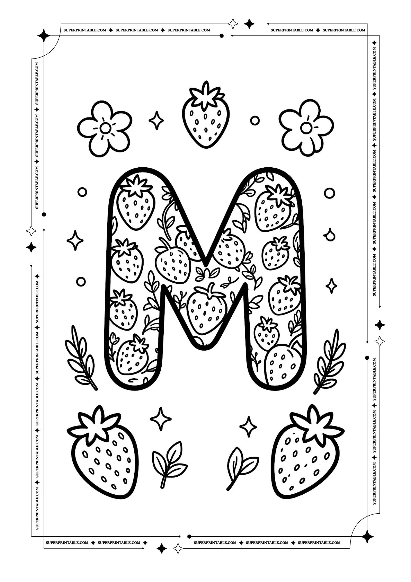 Strawberry Alphabet Coloring Pages 13