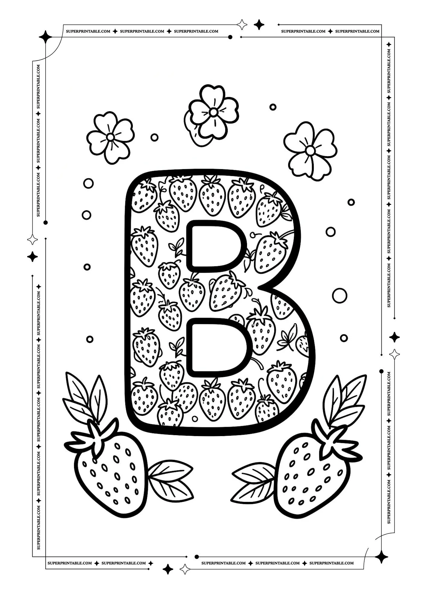 Strawberry Alphabet Coloring Pages 2