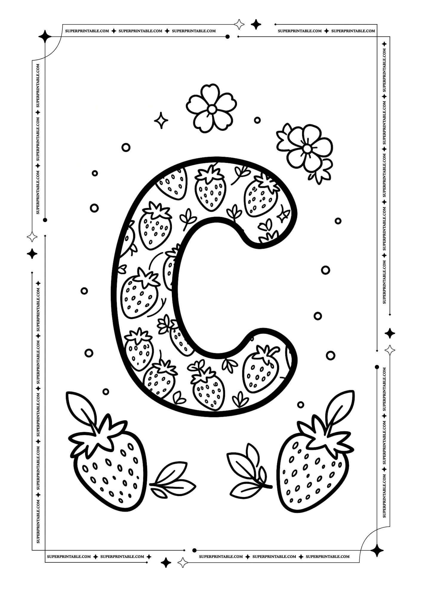 Strawberry Alphabet Coloring Pages 3