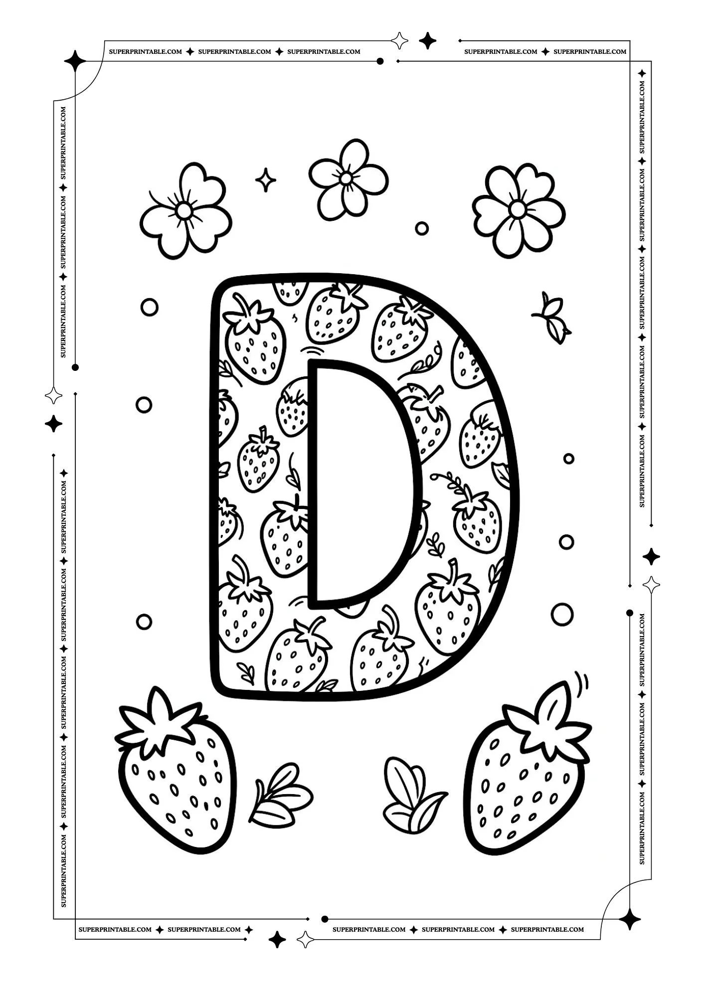 Strawberry Alphabet Coloring Pages 4