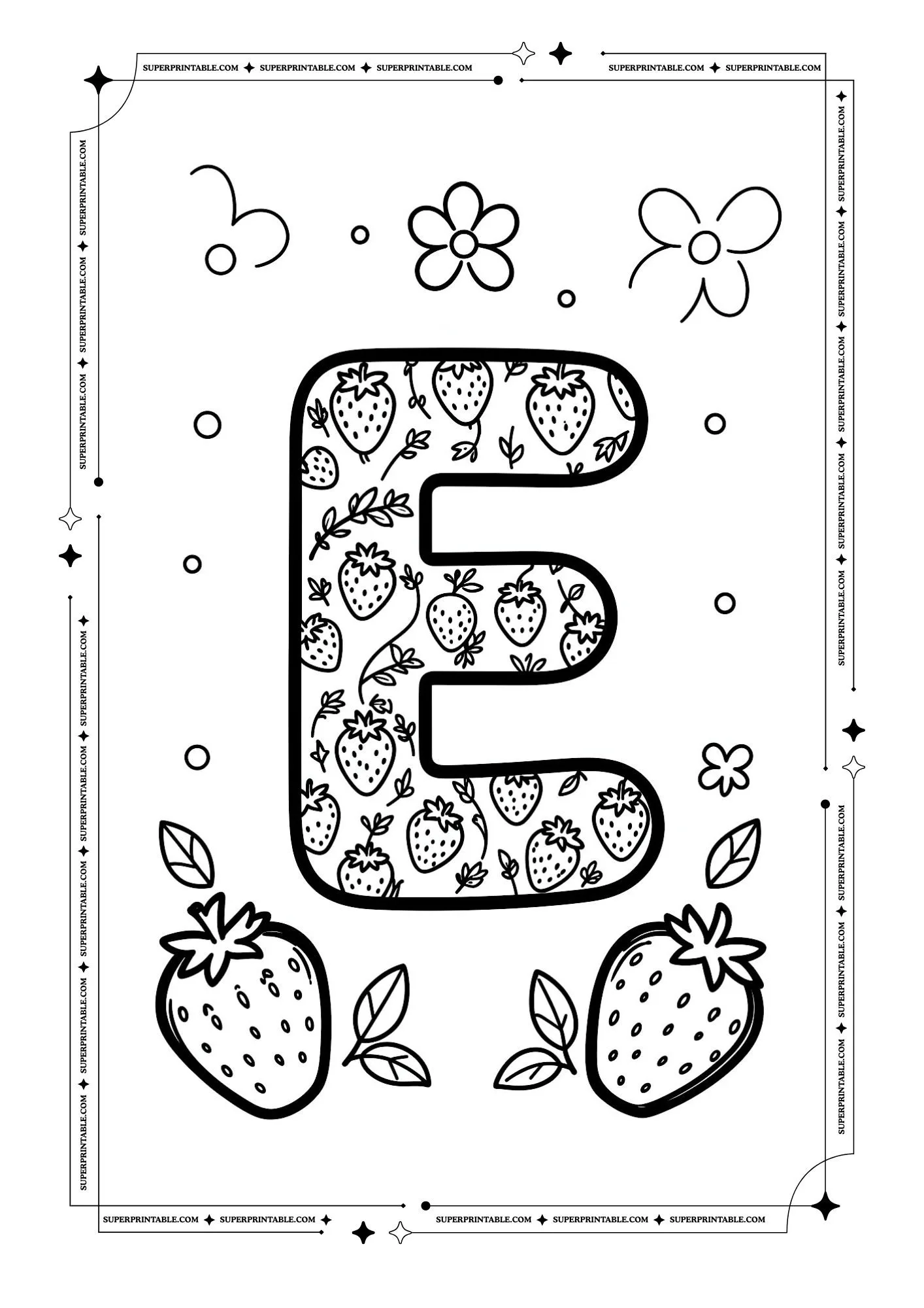 Strawberry Alphabet Coloring Pages 5