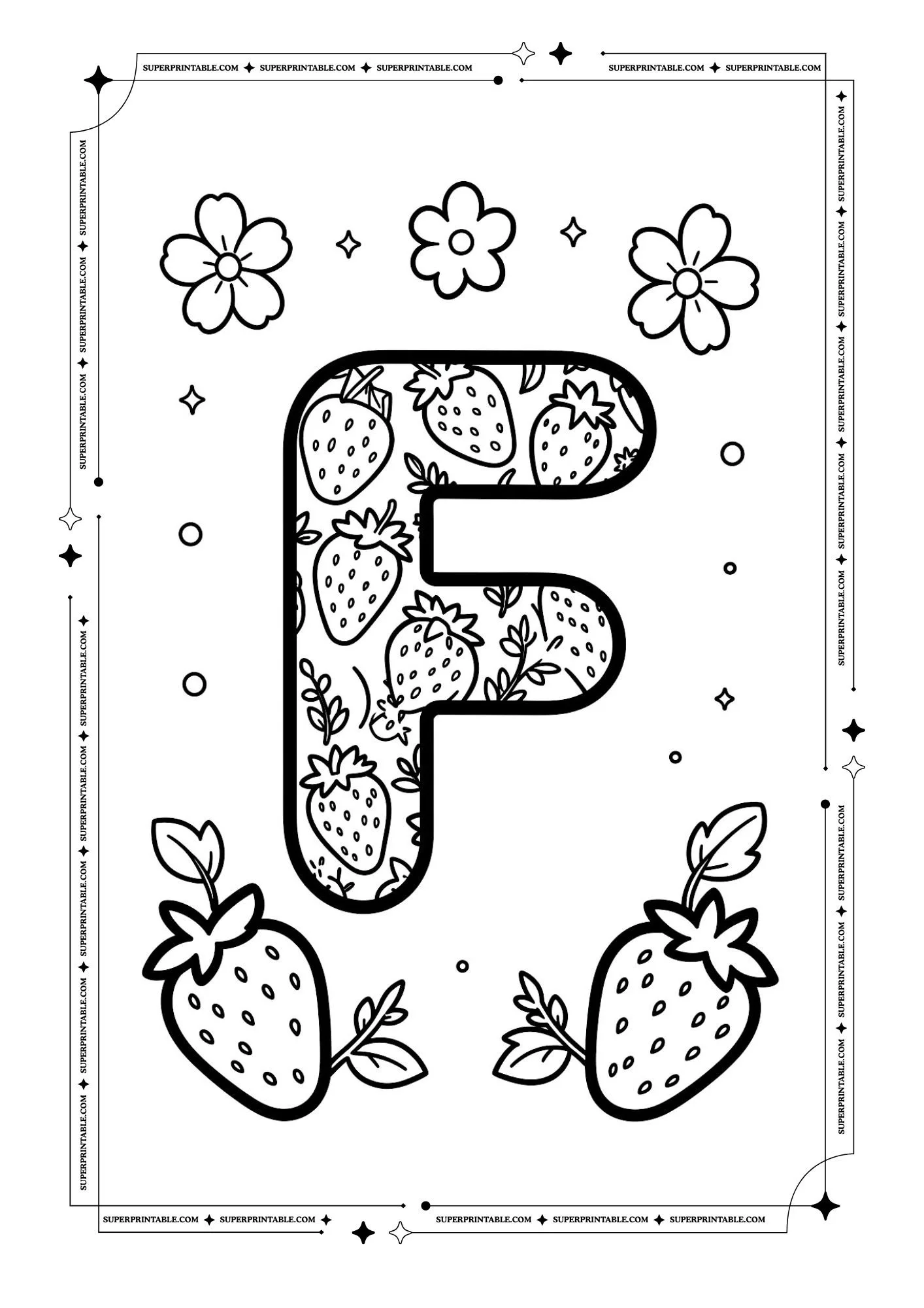 Strawberry Alphabet Coloring Pages 6