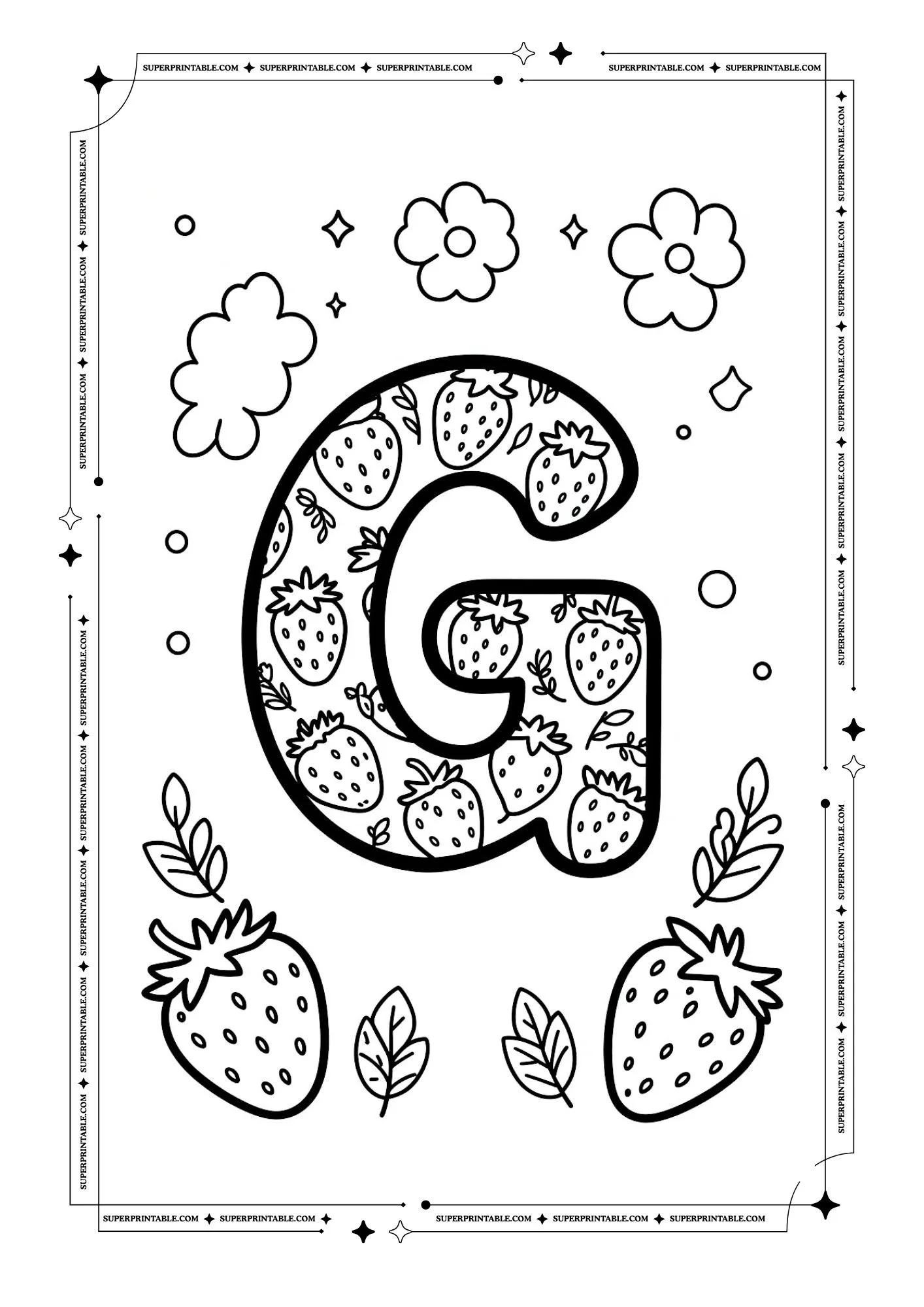Strawberry Alphabet Coloring Pages 7
